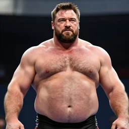 burly hugh jackman as a strongman with a big belly, masculine, hairy torso, 4 k hd