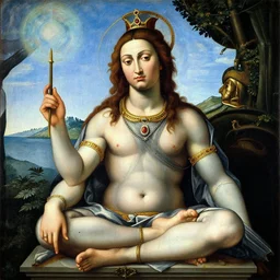 shiva by botticelli, oil painting, classical painting, digital art, vivid colors, romanticism