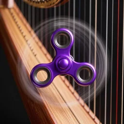 purple spinner spinning, octane render, volumetric lights, illustration harp focus, award - winning, trending on artstation, masterpiece, highly detailed, intricate.