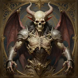 a detailed bust knight in flesh and bone, demonic, demon, symmetry, symmetrical, by greg rutkowski and justin gerard, digital art, monstrous, art nouveau, baroque style, realistic painting, very detailed, fantasy, dnd, character design, top down lighting, trending on artstation