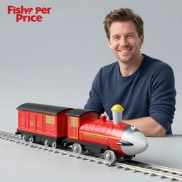 fisher price miniature bullet train, octane render subsurface scattering, award winning, vray studio portrait, in the style of tyler mitchell