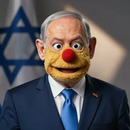 hyper-realistic image of bibi Netanyahu  as a muppet