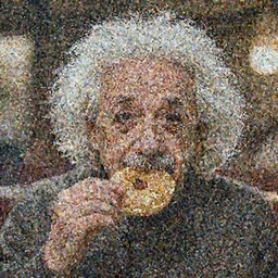 A photo of Albert Einstein eating panipuri, highly detailed, trending on artstation, bokeh, 90mm, f/1.4