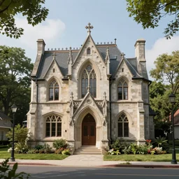 a suburban house in the style of biophilic architecture in the style of gothic architecture trending on artstation deviantart pinterest detailed realistic hd 8 k high resolution