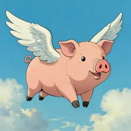 trippy comic art of a pig flying with wings in Martin Rowson Tim Burtons style Studio Ghibli by Alex Pardee, Nekro Petros Afshar, James McDermott, unstirred paint, vivid color, cgsociety 4K