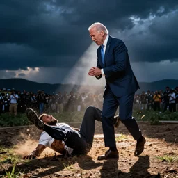 joe biden slamming somebody into the ground in WWE