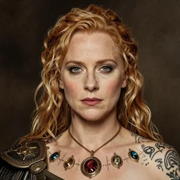 charlize theron, warrior, lord of the rings, tattoos, decorated ornaments, by carl spitzweg, ismail inceoglu, vdragan bibin, hans thoma, greg rutkowski, alexandros pyromallis, perfect face, fine details, realistic shadeing
