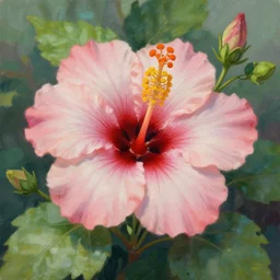 beautiful digital matter cinematic painting of whimsical botanical illustration of hibiscus whimsical by greg rutkowki artstation