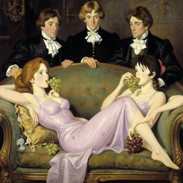 portrait of jennifer love hewitt reclining on a couch eating grapes, greg manchess painting by sargent and leyendecker, studio ghibli, fantasy, medium shot, asymmetrical, intricate, elegant, matte painting, illustration, hearthstone, by greg rutkowski, by greg tocchini, by james gilleard, by joe fenton