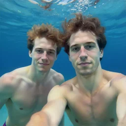 painting of an underwater selfie from a brown haired male lifeguard. Kuvshinov ilya. Richard Brooks.