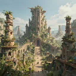 amazing crazy landscape photo of a secret civilization, hyperdetailed, nice colors, cinematic masterpiece