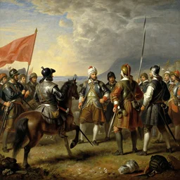 Battle of Mohács, high resolution, detailed, oil painting by Rembrandt