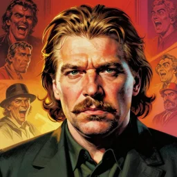 portrait of joseph stalin as evil gremlin by vincent di fate, artgrem, glenn fabry, jason edmiston, vivid colors, retro, comic book