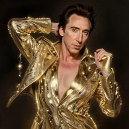 portrait of nicholas cage, intricate, elegant, glowing lights, highly detailed, digital painting, artstation, glamor pose, concept art, smooth, sharp focus, illustration, art by artgerm and greg rutkowski, artey freytag