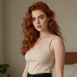 a very sexy ginger girl, dressed