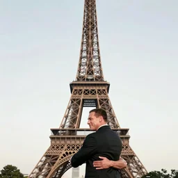 photo of john cena hugging the eiffel tower