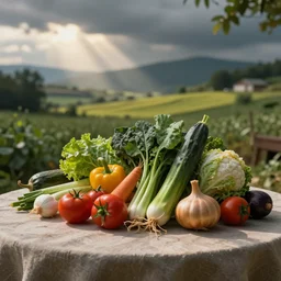 vegetables on a table