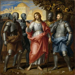 biblical scene with robots, oil on canvas by cosimo tura