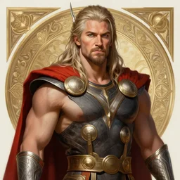portrait of nick offerman as odin, d & d, muscular, fantasy, intricate, elegant, highly detailed, digital painting, artstation, concept art, smooth, sharp focus, illustration, art by artgerm and greg rutkowski and alphonse mucha
