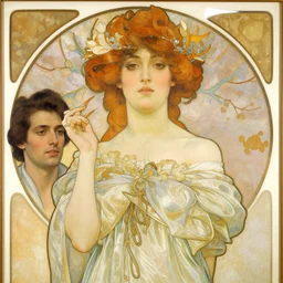 a beautiful painting of a lady by Alphonse Mucha and by Mark Brooks and by john william waterhouse and by arthur rackham, Art Nouveau, Neo-Gothic, gothic, award winning painting, hyperdetailed, detailed