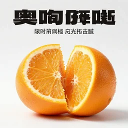 split orange made of veiny meat inside, studio photography, advertising, marketing, professional lighting,