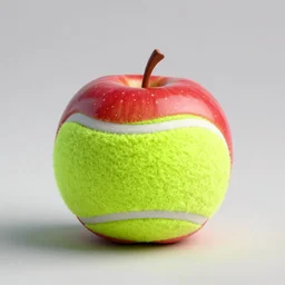 an apple!!!!! made of a ( ( ( tennis ball ) ) )