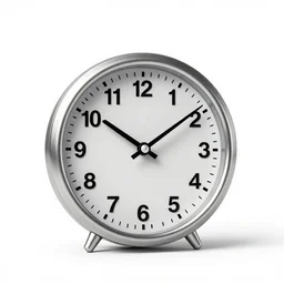 silver flip clock, clean 3d render, octane render, isolated on a pure white background, centered, entire object in frame, sharp focus, soft studio lighting