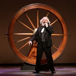 karl marx upset at spinning the big wheel on stage of the price is right, color photo, set photo, getty images, photorealistic, modern day