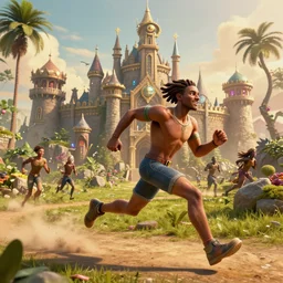 the kingdom of frenzied running, realistic photo