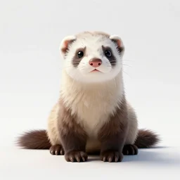 plush toy ferret, clean 3d render, full body, isolated on a pure white background, centered, entire subject in frame, sharp focus, soft studio lighting