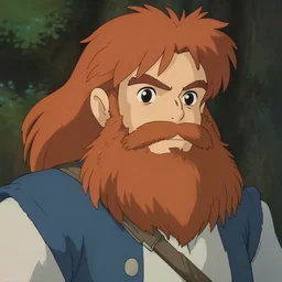 gimli from the anime lord of the rings (1986), with ginger hair and a big beard, studio ghibli, very detailed, realistic