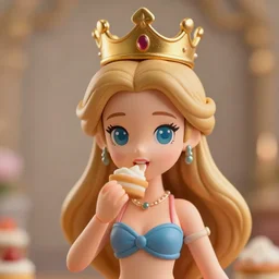 closeup face profile portrait of tin toy fairytale princess wearing a crown eating cakes, bikini, depth of field, zeiss lens, detailed, symmetrical, centered, fashion photoshoot, by nicoletta ceccoli, mark ryden, lostfish, breathtaking, 8 k resolution, extremely detailed, beautiful, establishing shot, artistic, hyperrealistic, octane render