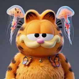 Garfield portrait. jellyfish butterfly phoenix head. intricate artwork by Tooth Wu and wlop and beeple. octane render, trending on artstation, greg rutkowski very coherent symmetrical artwork. cinematic, hyper realism, high detail, octane render, 8k