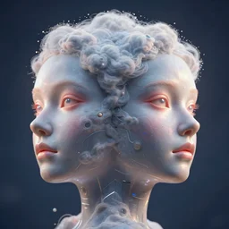 symmetry!!! face only photographic portrait of a cybernetic cloud person