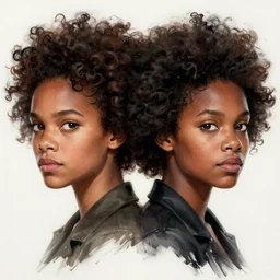 black emma watson willow smith symmetrical portrait, afro haircut, highly detailed, digital painting, artstation, concept art, sharp focus, illustration, art by aleksi briclot, greg rutkowski and alphonse mucha