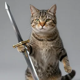 humanoid cat holding a sword, detailed, 4k, final fantasy