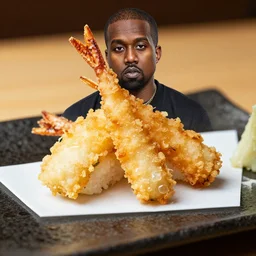 kanye west as tempura sushi, culinary photography, sigma 8 5 mm