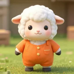 cute little sheep wearing orange inmate clothes