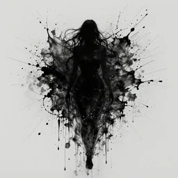 darkness personified, paint splash, paint splatter, by marion bolognesi
