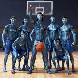 of a Na’vi Basketball Team, Photorealistic