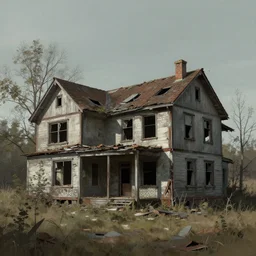 matte painting of abandoned house by greg rutkowski