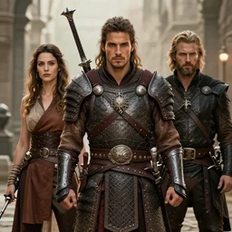 a handsome male warrior by Boris Valejo and Laura Sava and Edgar Maxence
