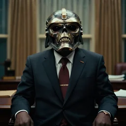 a portrait photo of a klingon in the oval office wearing a suit and tie, ( ( photograph ) ), moody, realistic, detailed