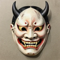 a horrifying oni mask drawn by junji ito