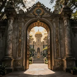 The gate to the eternal kingdom of esoterism, fantasy, digital art, HD, detailed.