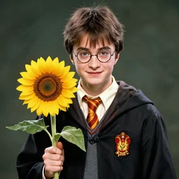 hyperrealism portrait harry potter holding a sunflower