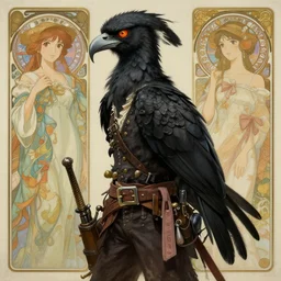concept art painting of an androgynous harpy with black feathers, pirate clothes, detailed, realistic, cel shaded, in the style of makoto shinkai and james gurney and alphonse mucha and greg rutkowski and artgerm