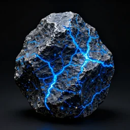 a rock with blue glowing cracks, black background, digital painting, d&d, fantasy, highly detailed, intricate, smooth, artstation, cinematic lighting