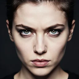 a portrait photograph of a young woman, rebellious punk, glaring expression, dof, sharp focus, highly detailed face, symmetric face, realistic iris, cinestill 8 0 0 t, photography by paolo roversi
