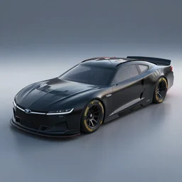 Nascar black concept car, concept art, by Ash Thorp, 3D render, Octane Render